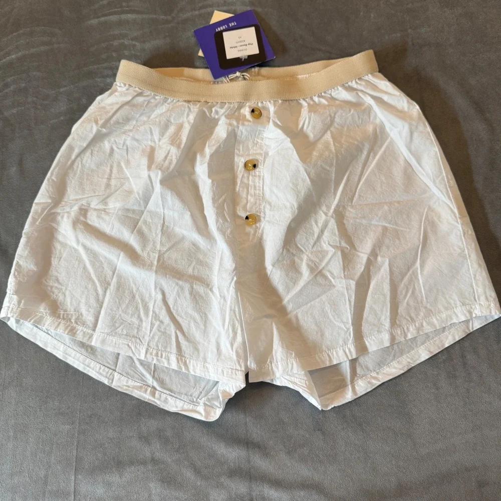 DONNI Women Pop Boxer Shorts XS White Cotton Elastic Waist Minimalist Coastal
